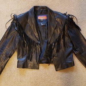 Ladies black leather jacket